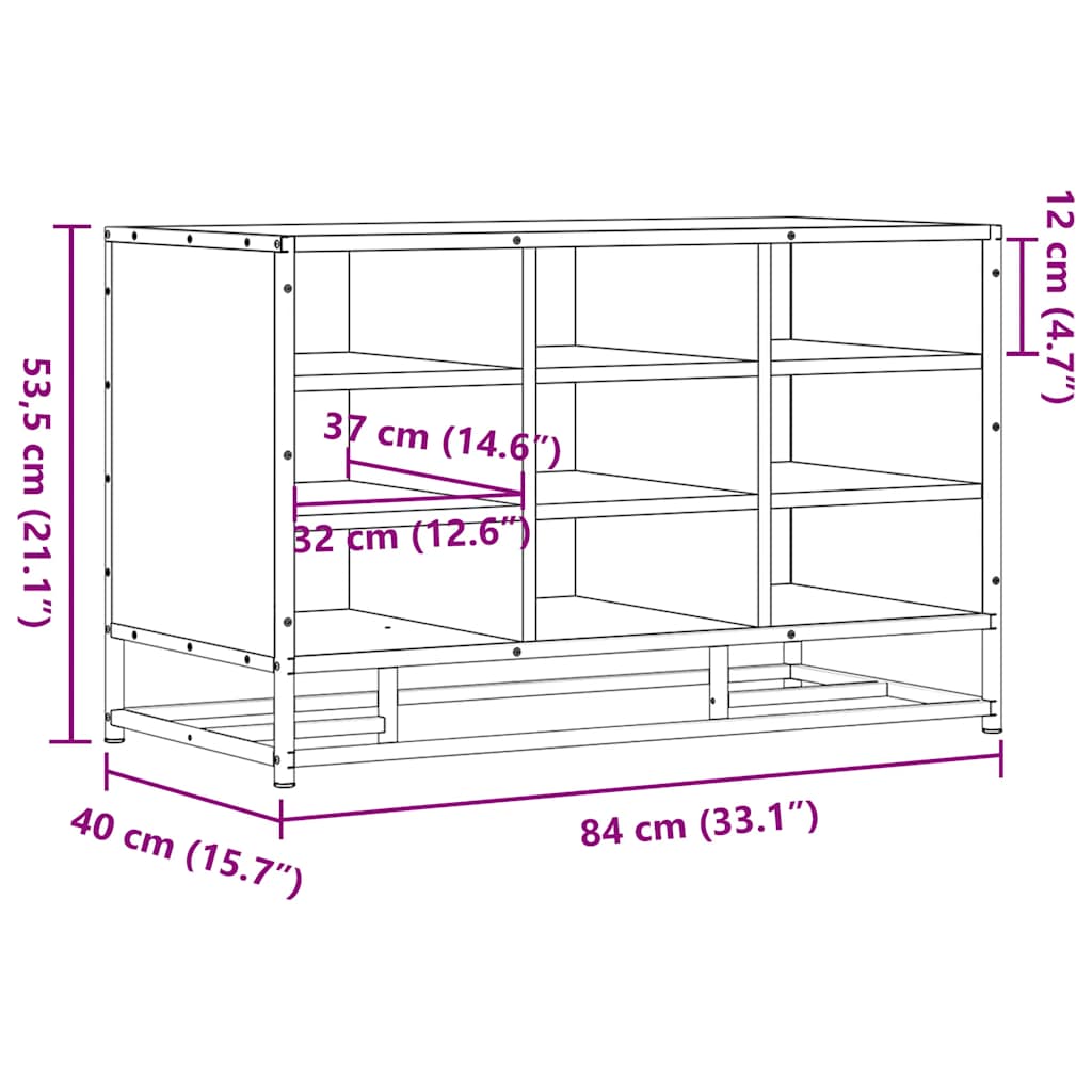 vidaXL Shoe Bench Sonoma Oak 84x40x53.5 cm Engineered Wood and Metal