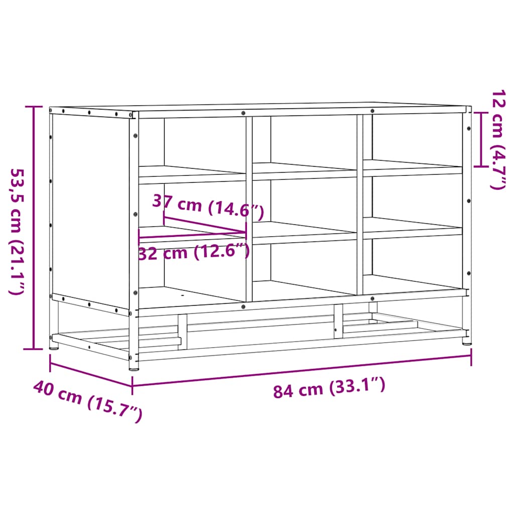 vidaXL Shoe Bench Brown Oak 84x40x53.5 cm Engineered Wood and Metal