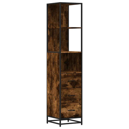 vidaXL Bathroom Cabinet Smoked Oak 35x37,5x166 cm Engineered Wood