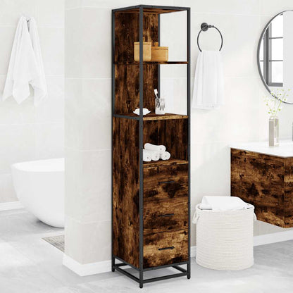 vidaXL Bathroom Cabinet Smoked Oak 35x37,5x166 cm Engineered Wood