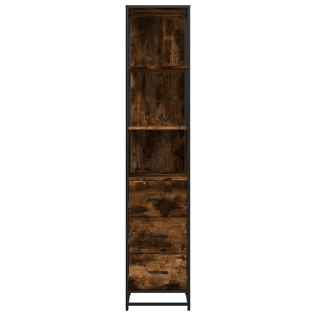 vidaXL Bathroom Cabinet Smoked Oak 35x37,5x166 cm Engineered Wood