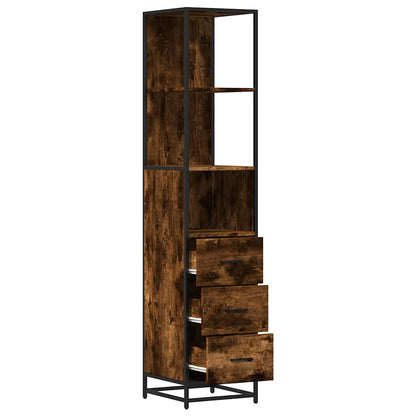 vidaXL Bathroom Cabinet Smoked Oak 35x37,5x166 cm Engineered Wood