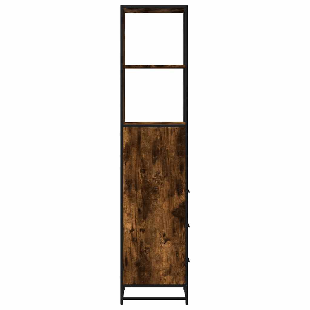 vidaXL Bathroom Cabinet Smoked Oak 35x37,5x166 cm Engineered Wood