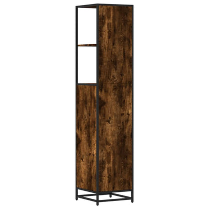 vidaXL Bathroom Cabinet Smoked Oak 35x37,5x166 cm Engineered Wood