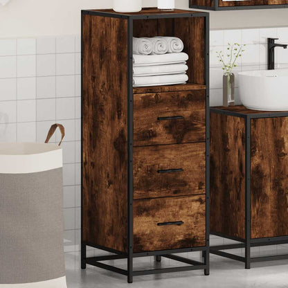 vidaXL Bathroom Cabinet Smoked Oak 35x37,5x100 cm Engineered Wood