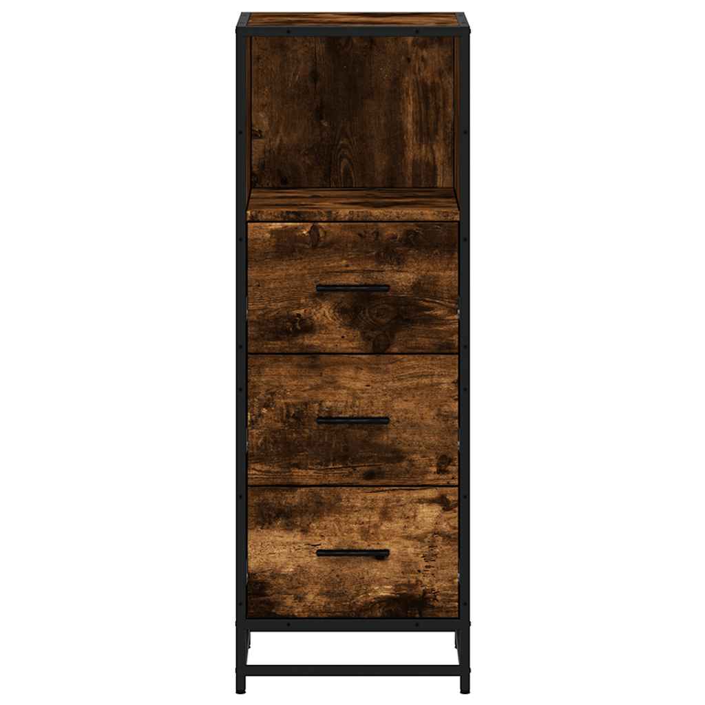 vidaXL Bathroom Cabinet Smoked Oak 35x37,5x100 cm Engineered Wood