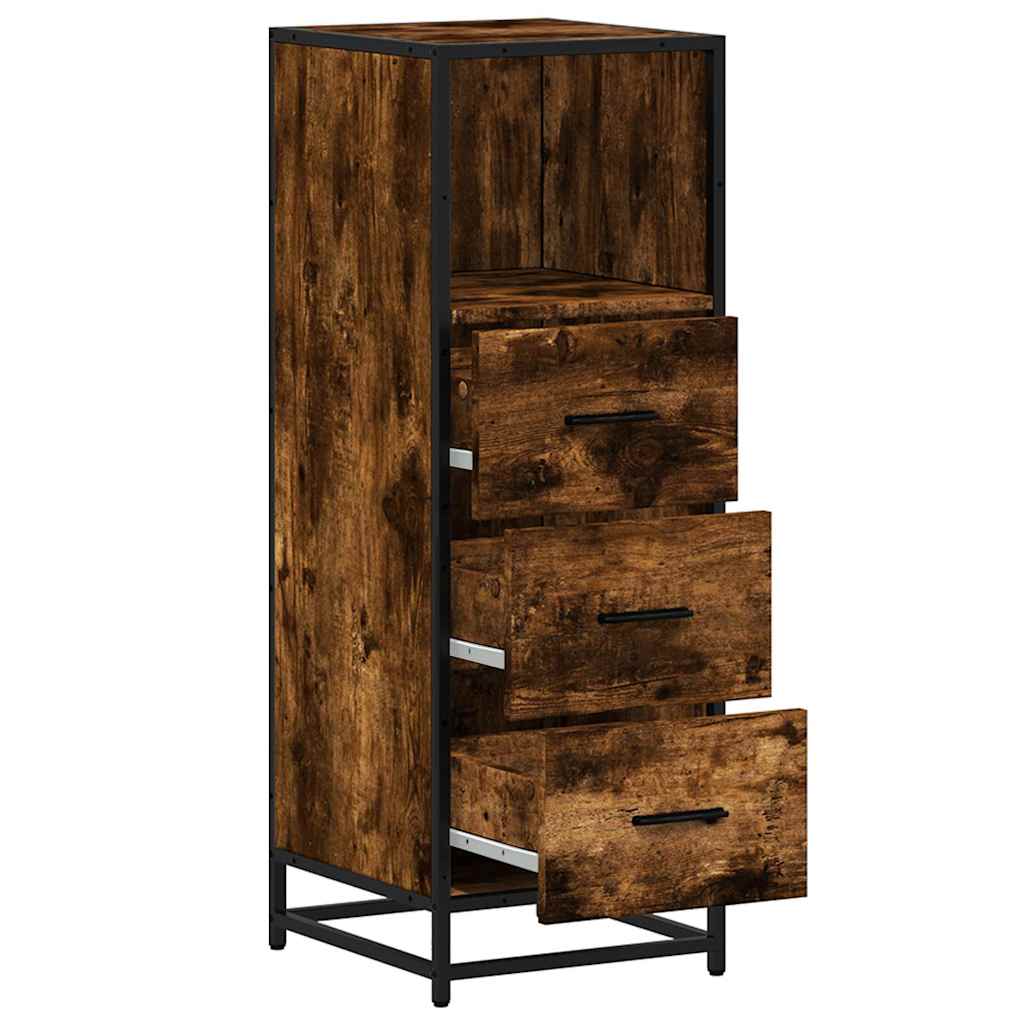 vidaXL Bathroom Cabinet Smoked Oak 35x37,5x100 cm Engineered Wood
