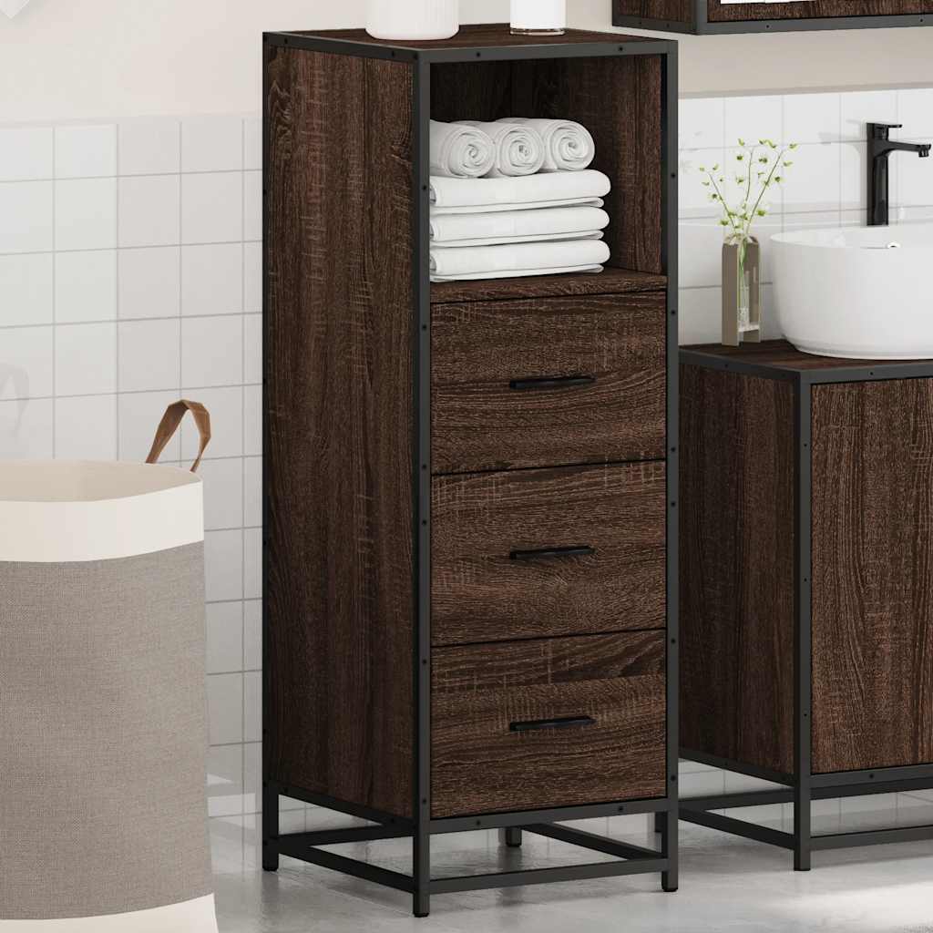 vidaXL Bathroom Cabinet Brown Oak 35x37,5x100 cm Engineered Wood