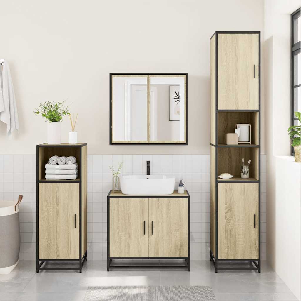 vidaXL Bathroom Mirror Cabinet Sonoma Oak 65x20x60 cm Engineered Wood