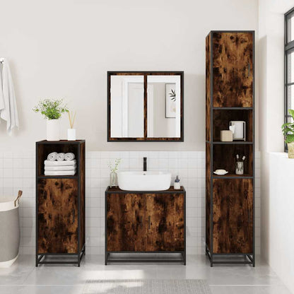 vidaXL Bathroom Mirror Cabinet Smoked Oak 65x20x60 cm Engineered Wood