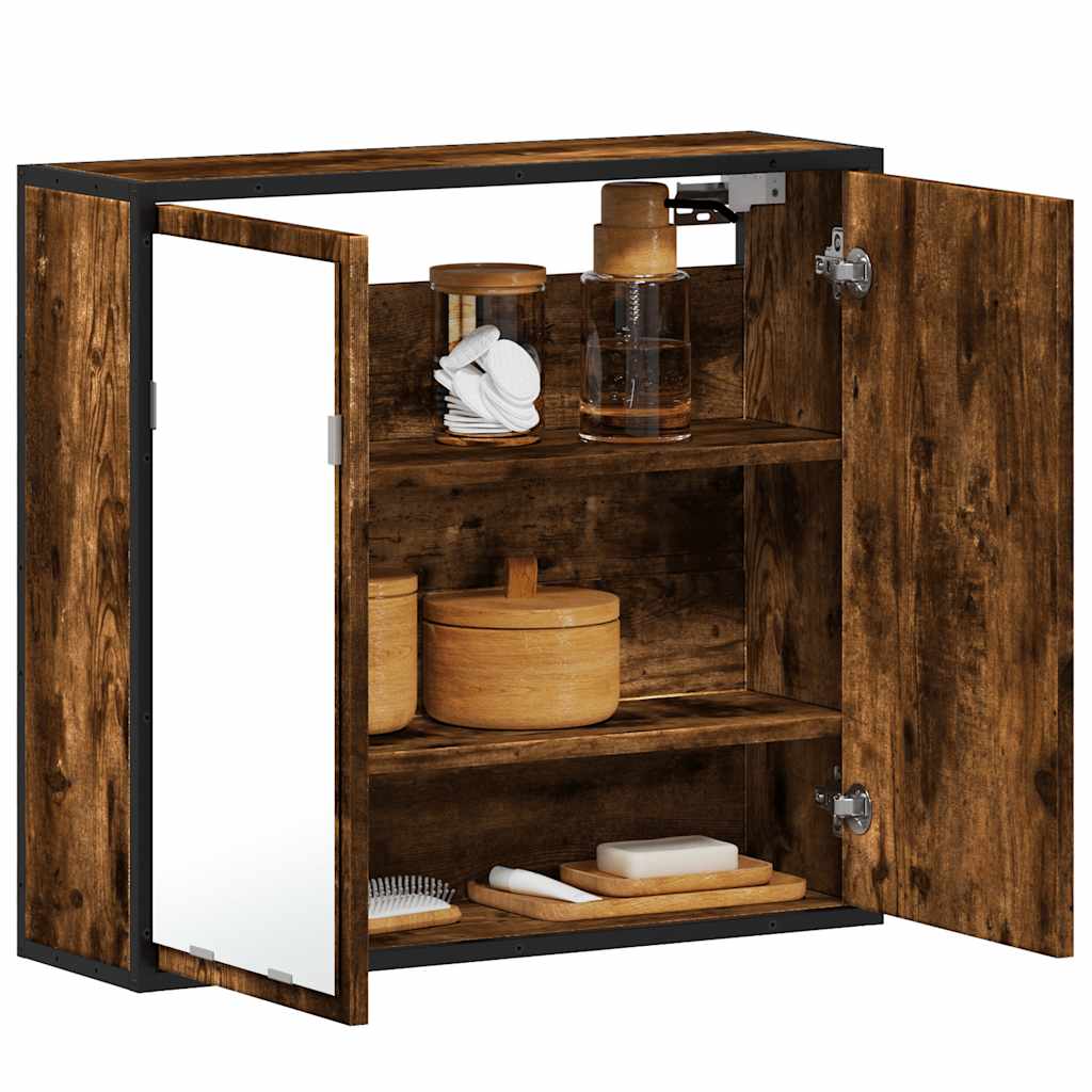 vidaXL Bathroom Mirror Cabinet Smoked Oak 65x20x60 cm Engineered Wood
