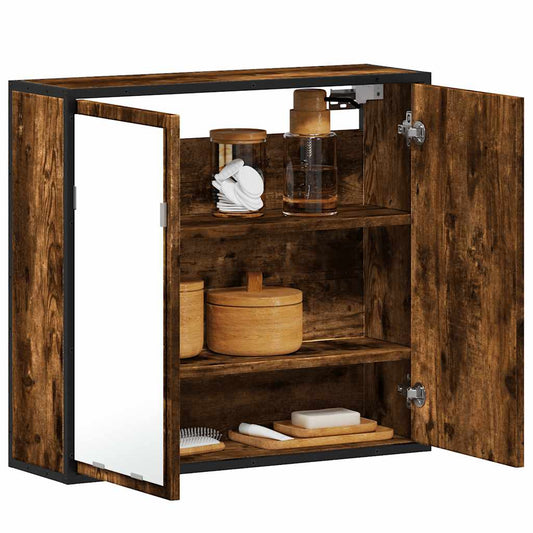 vidaXL Bathroom Mirror Cabinet Smoked Oak 65x20x60 cm Engineered Wood