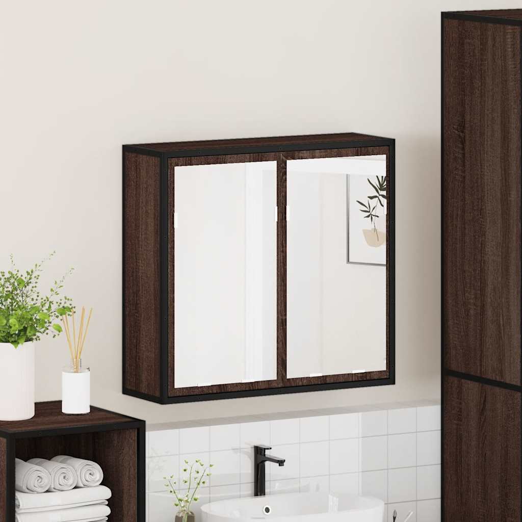 vidaXL Bathroom Mirror Cabinet Brown Oak 65x20x60 cm Engineered Wood