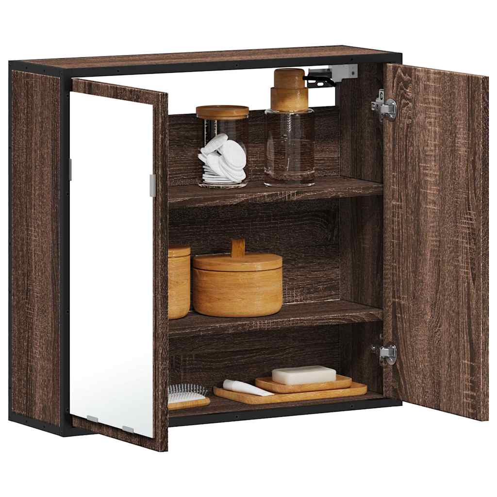 vidaXL Bathroom Mirror Cabinet Brown Oak 65x20x60 cm Engineered Wood