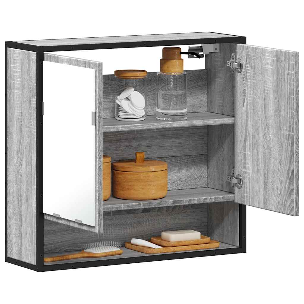 vidaXL Bathroom Mirror Cabinet Grey Sonoma 65x20x60 cm Engineered Wood