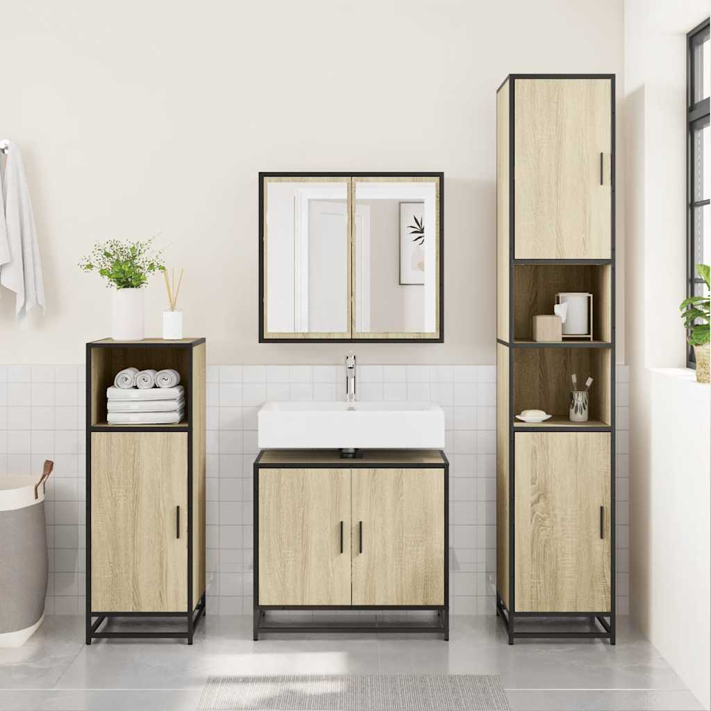 vidaXL Bathroom Sink Cabinet Sonoma Oak 65x33x60 cm Engineered Wood