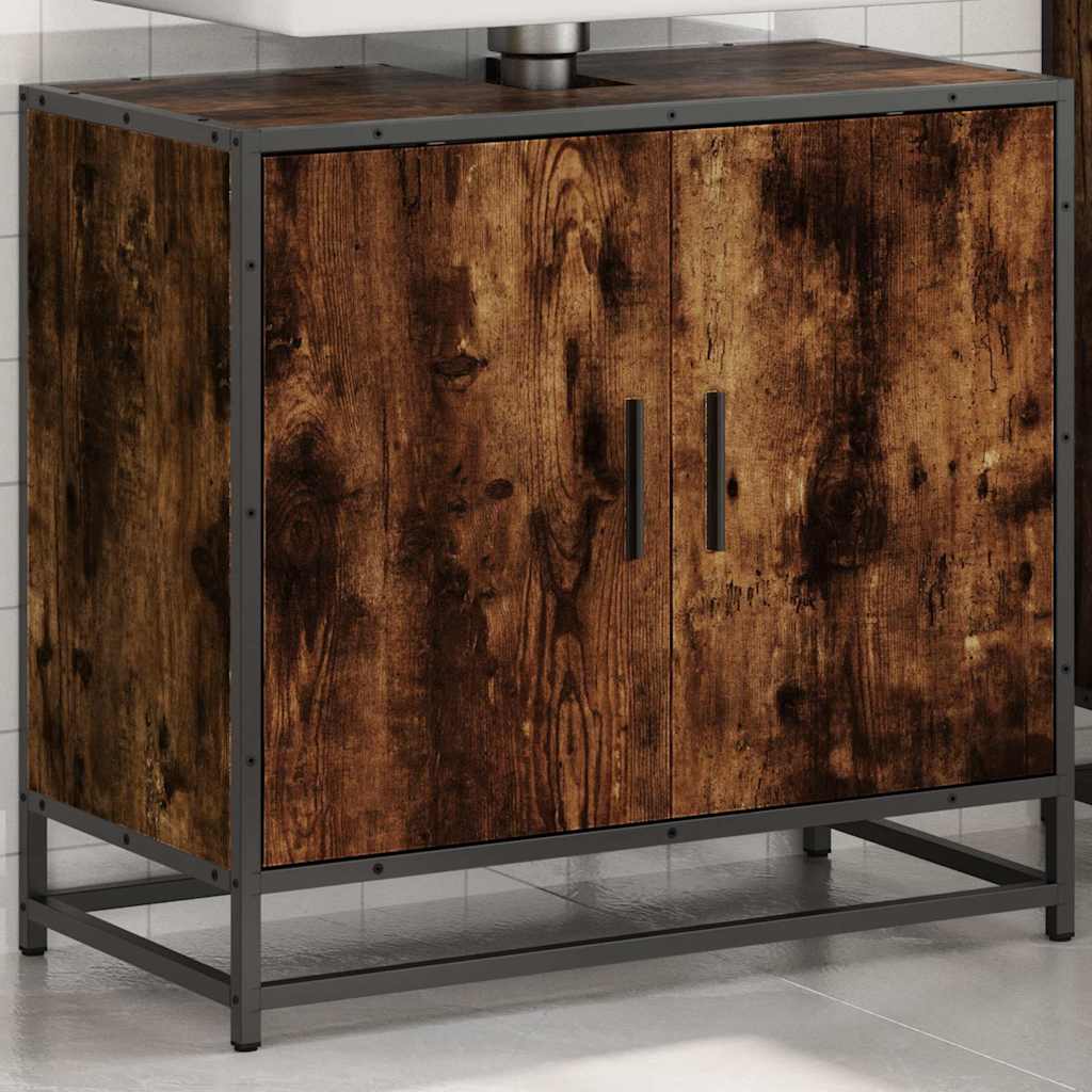 vidaXL Bathroom Sink Cabinet Smoked Oak 65x33x60 cm Engineered Wood