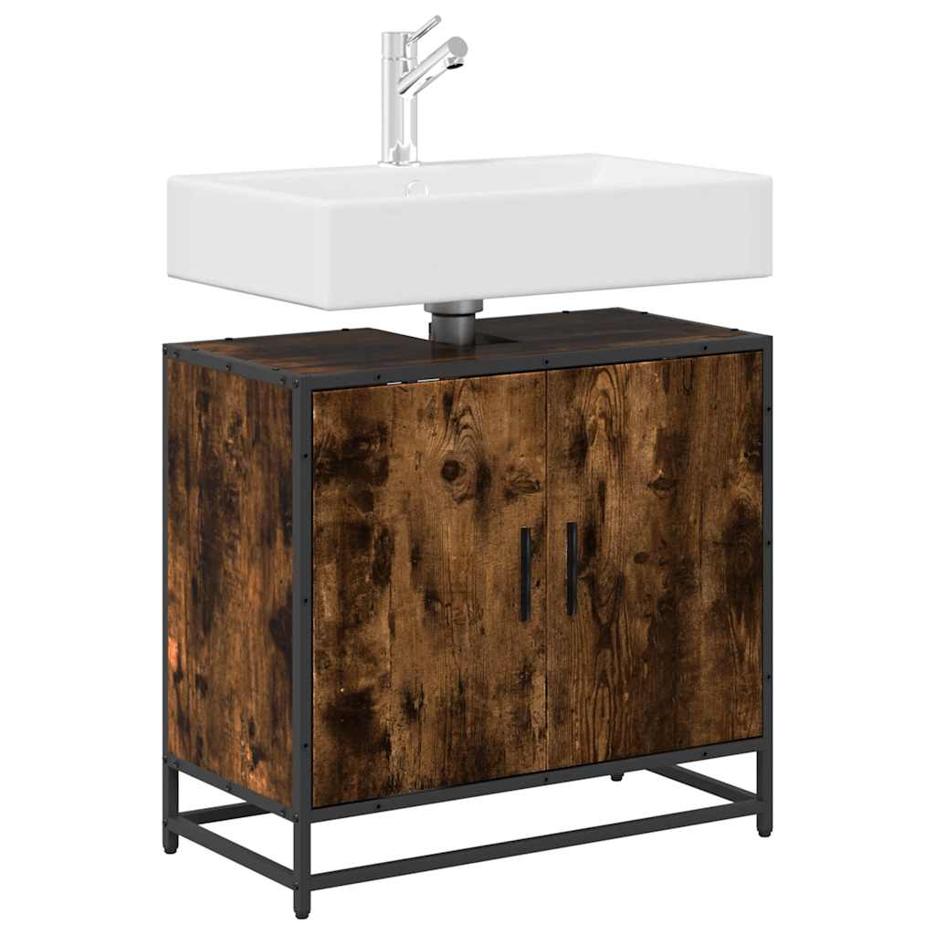 vidaXL Bathroom Sink Cabinet Smoked Oak 65x33x60 cm Engineered Wood
