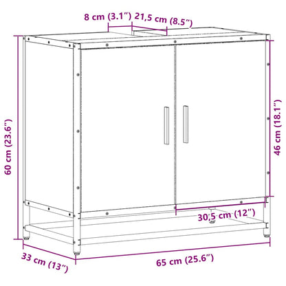 vidaXL Bathroom Sink Cabinet Smoked Oak 65x33x60 cm Engineered Wood
