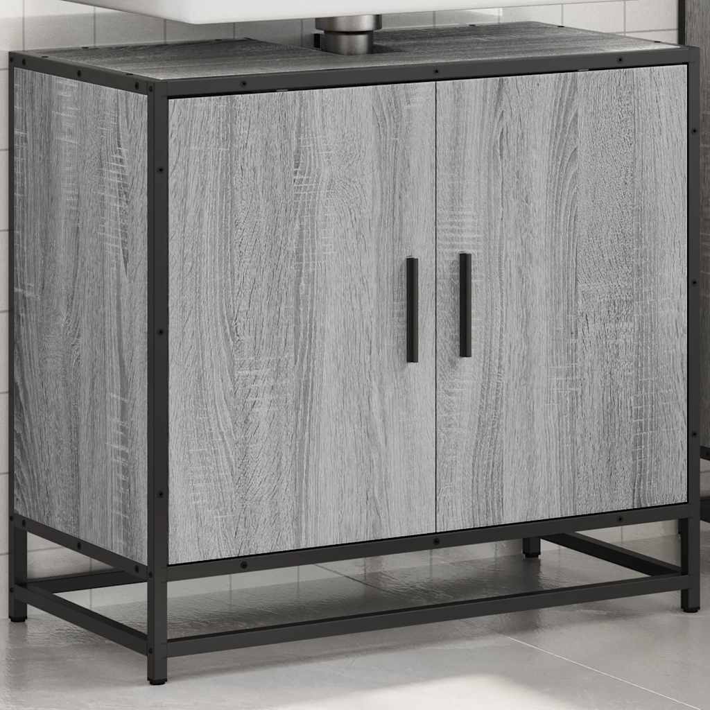vidaXL Bathroom Sink Cabinet Grey Sonoma 65x33x60 cm Engineered Wood