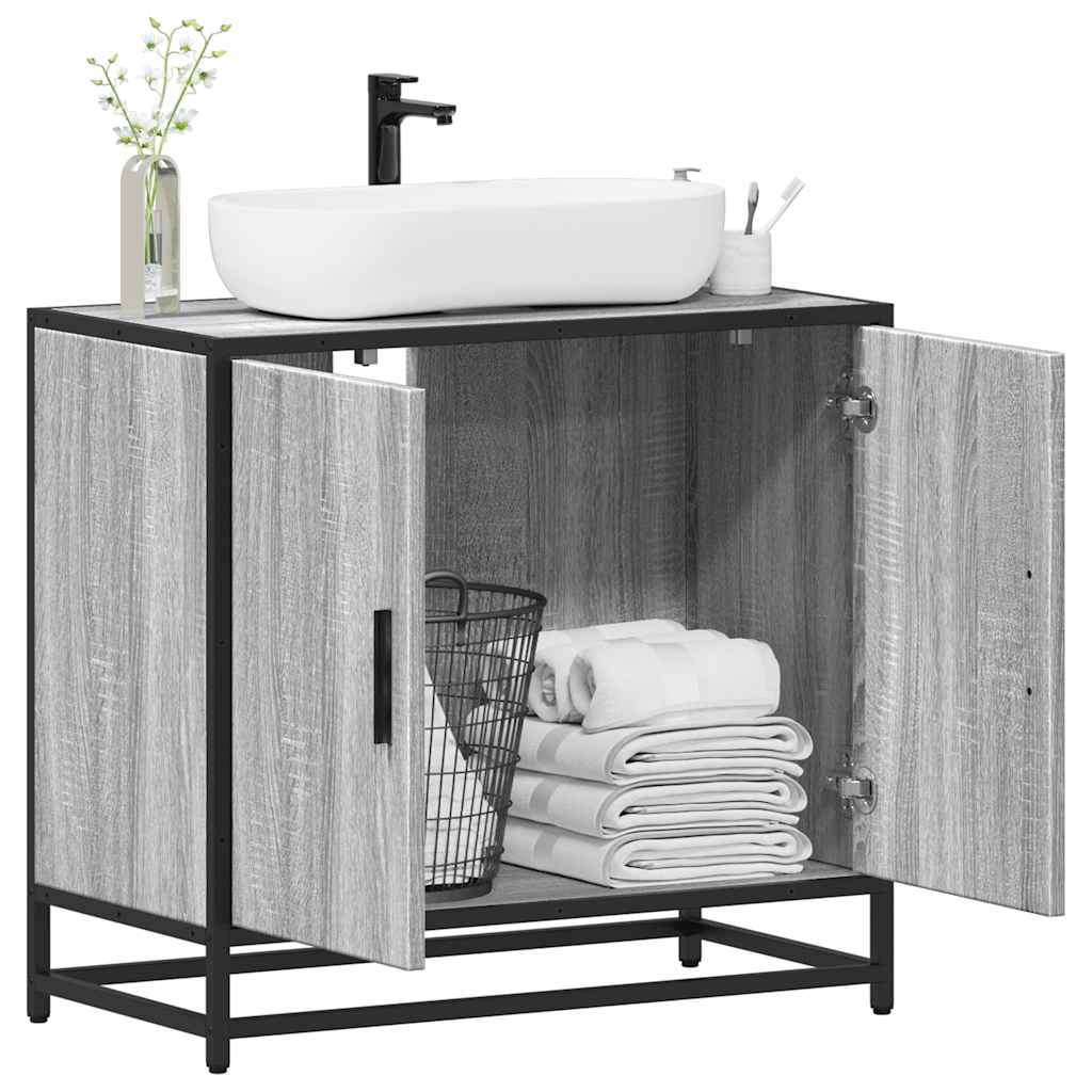 vidaXL Bathroom Sink Cabinet Grey Sonoma 65x33x60 cm Engineered Wood