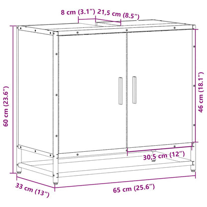 vidaXL Bathroom Sink Cabinet Brown Oak 65x33x60 cm Engineered Wood