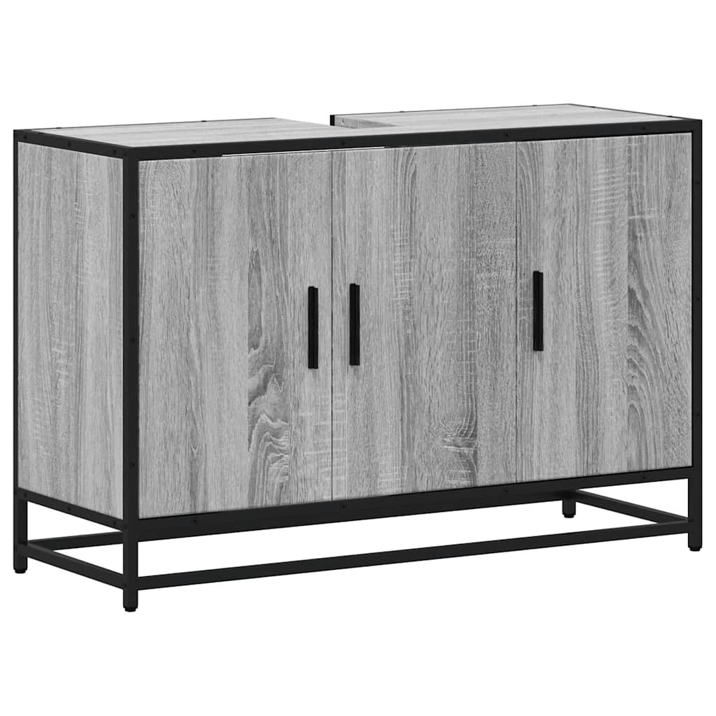 vidaXL Bathroom Sink Cabinet Grey Sonoma 90x33x60 cm Engineered Wood