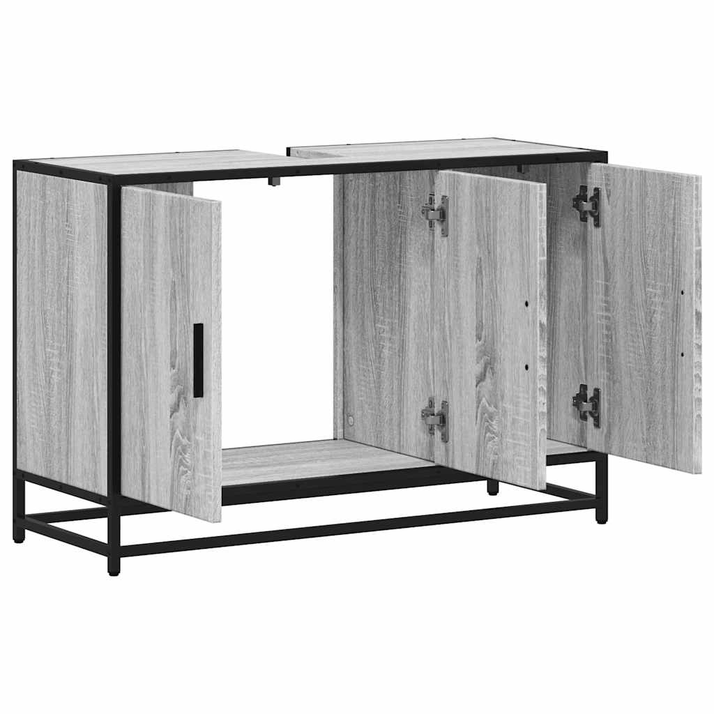 vidaXL Bathroom Sink Cabinet Grey Sonoma 90x33x60 cm Engineered Wood
