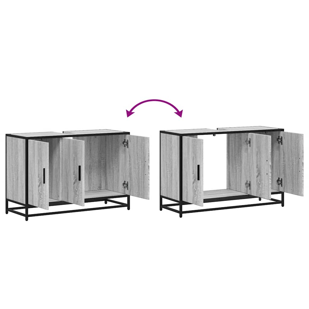 vidaXL Bathroom Sink Cabinet Grey Sonoma 90x33x60 cm Engineered Wood