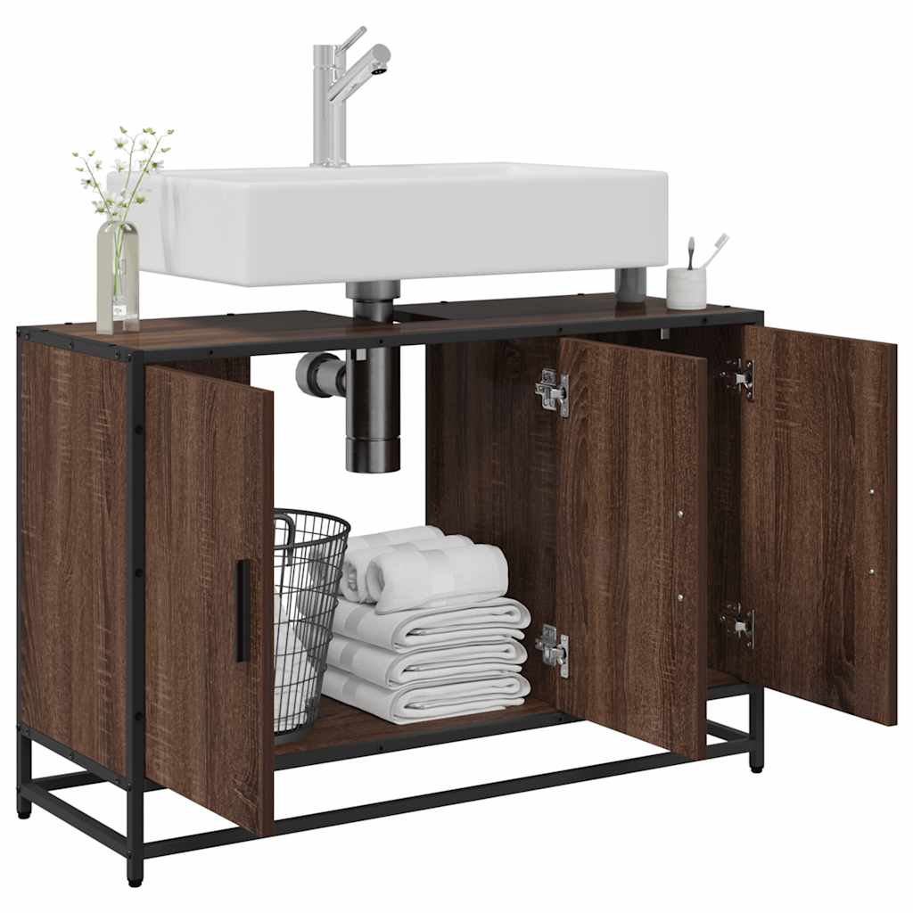 vidaXL Bathroom Sink Cabinet Brown Oak 90x33x60 cm Engineered Wood