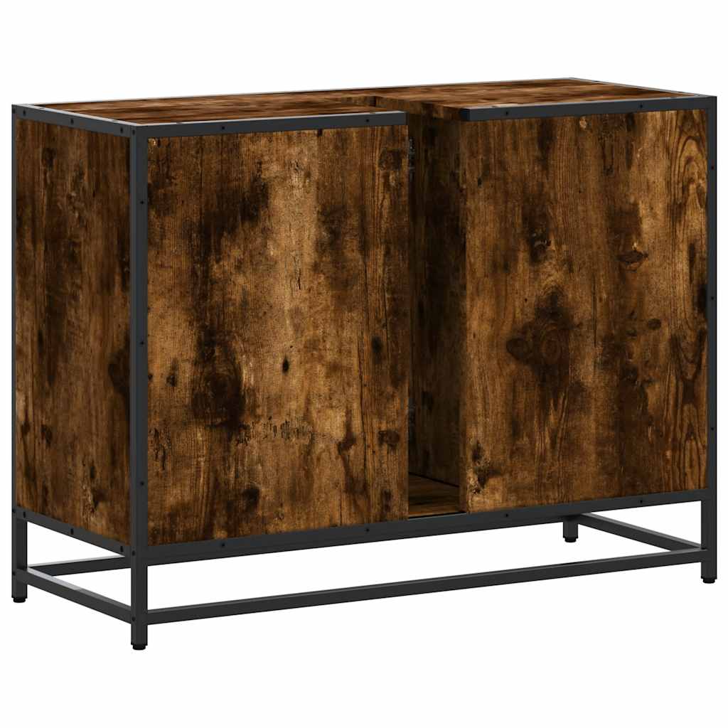 vidaXL Bathroom Sink Cabinet Smoked Oak 80x33x60 cm Engineered Wood