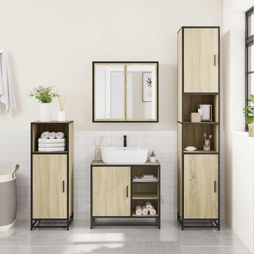 vidaXL Bathroom Sink Cabinet Sonoma Oak 65x33x60 cm Engineered Wood