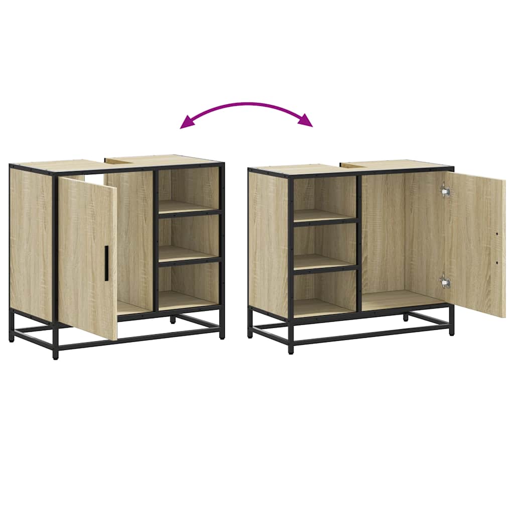 vidaXL Bathroom Sink Cabinet Sonoma Oak 65x33x60 cm Engineered Wood