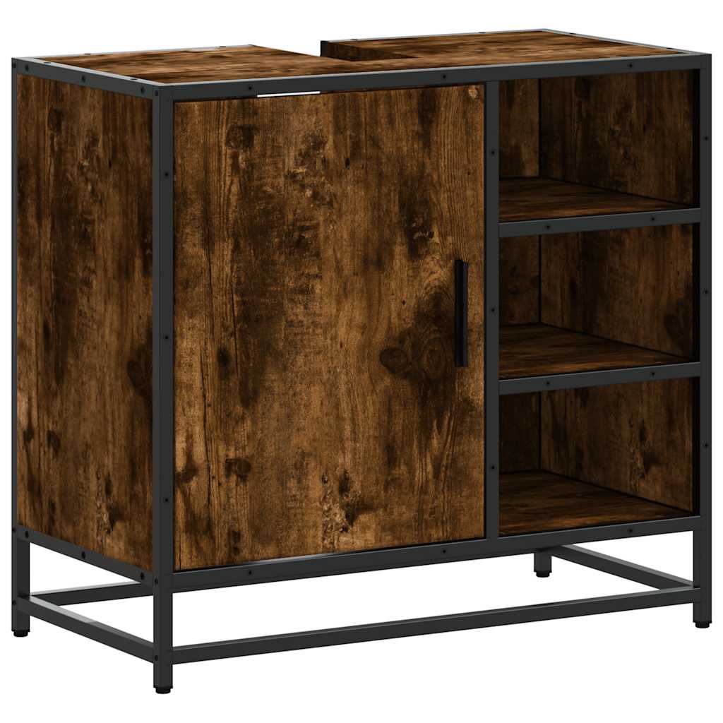 vidaXL Bathroom Sink Cabinet Smoked Oak 65x33x60 cm Engineered Wood