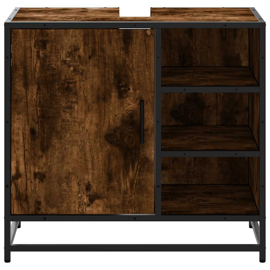 vidaXL Bathroom Sink Cabinet Smoked Oak 65x33x60 cm Engineered Wood