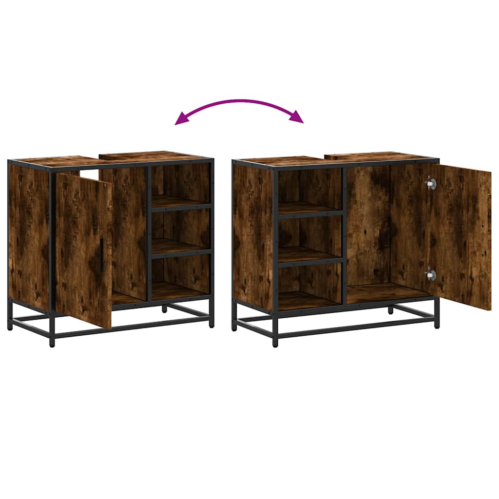 vidaXL Bathroom Sink Cabinet Smoked Oak 65x33x60 cm Engineered Wood