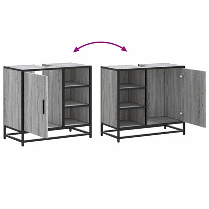 vidaXL Bathroom Sink Cabinet Grey Sonoma 65x33x60 cm Engineered Wood