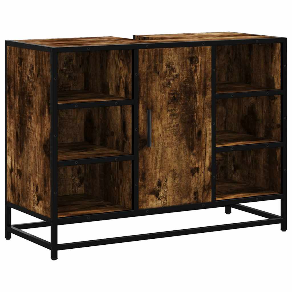 vidaXL Bathroom Sink Cabinet Smoked Oak 80x33x60 cm Engineered Wood