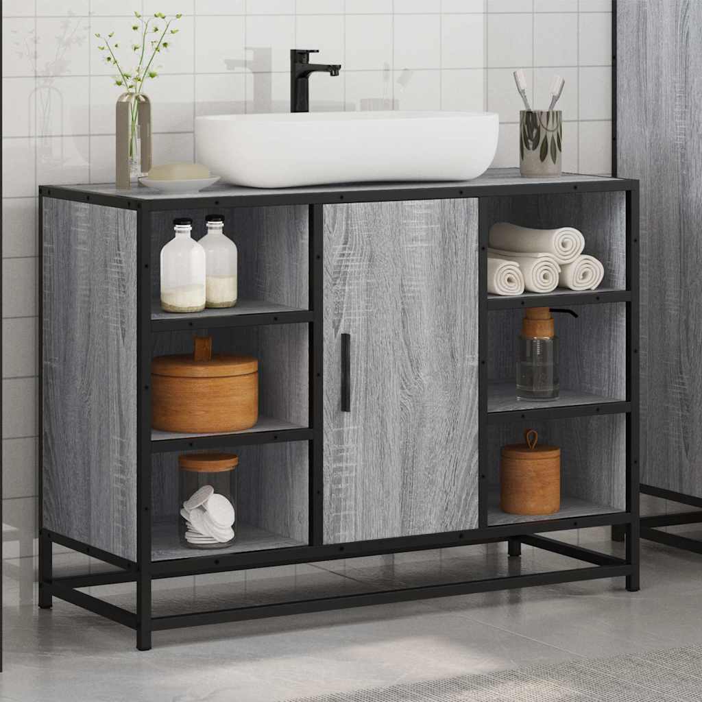 vidaXL Bathroom Sink Cabinet Grey Sonoma 80x33x60 cm Engineered Wood
