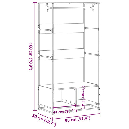 vidaXL Wardrobe Black 90x50x180 cm Engineered Wood