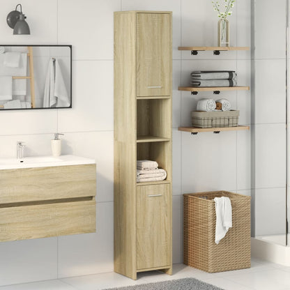 vidaXL Bathroom Cabinet Sonoma Oak 30x30x183,5 cm Engineered Wood