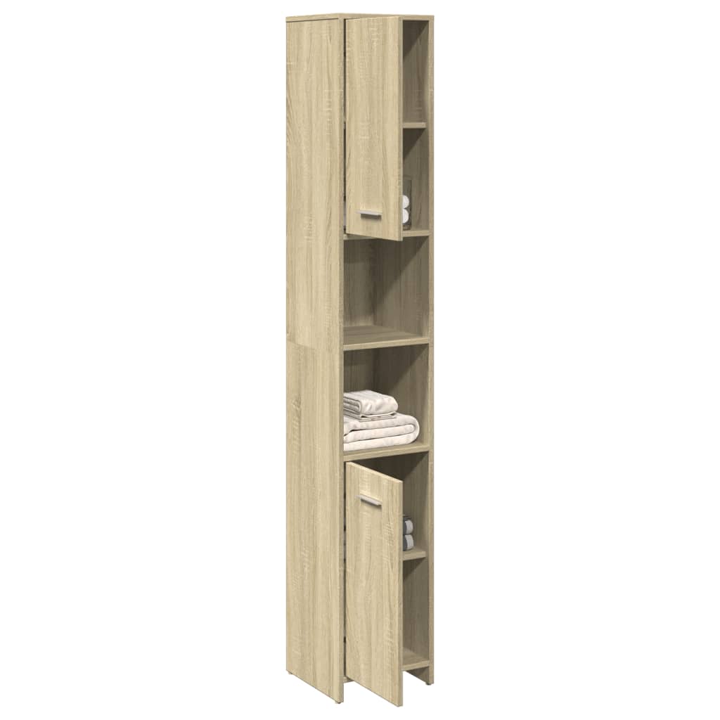 vidaXL Bathroom Cabinet Sonoma Oak 30x30x183,5 cm Engineered Wood