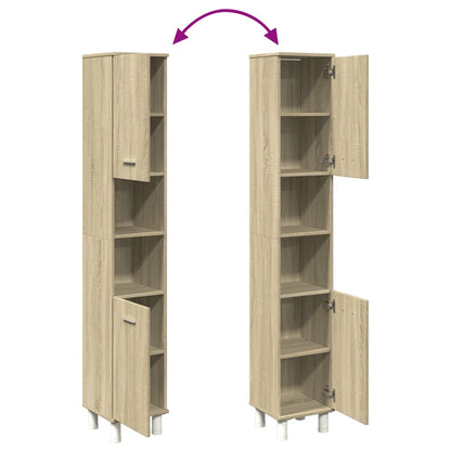 vidaXL Bathroom Cabinet Sonoma Oak 30.5x30x179 cm Engineered Wood