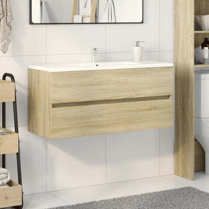 vidaXL Bathroom Sink Cabinet Sonoma Oak 100x38,5x45 cm Engineered Wood