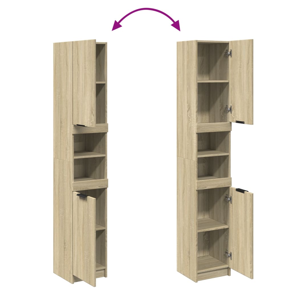 vidaXL Bathroom Cabinet Sonoma Oak 32x34x188,5 cm Engineered Wood