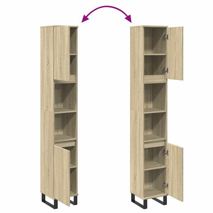 vidaXL Bathroom Cabinet Sonoma Oak 30x30x190cm Engineered Wood