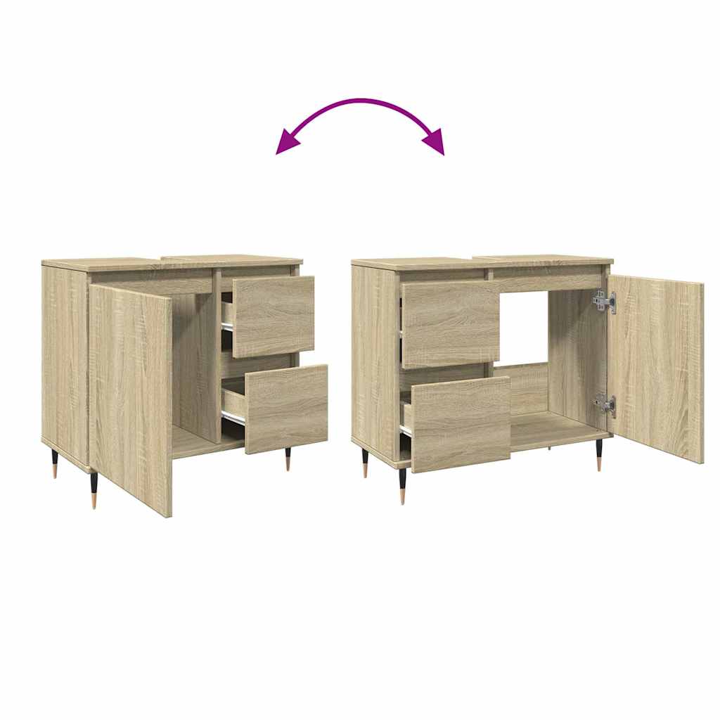 vidaXL Bathroom Sink Cabinet Sonoma Oak 65x33x60 cm Engineered Wood
