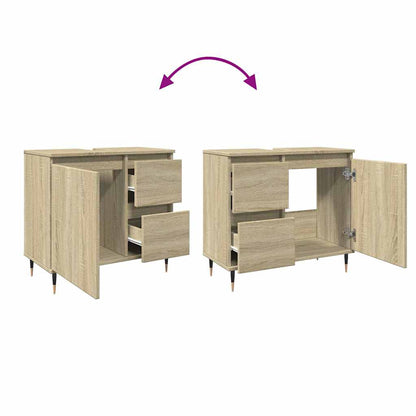 vidaXL Bathroom Sink Cabinet Sonoma Oak 65x33x60 cm Engineered Wood