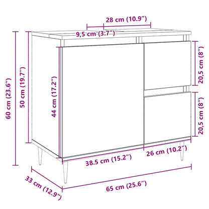 vidaXL Bathroom Sink Cabinet Sonoma Oak 65x33x60 cm Engineered Wood