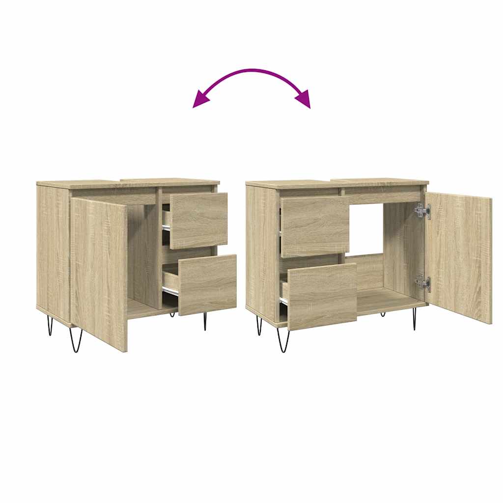 vidaXL Bathroom Cabinet Sonoma Oak 65x33x60 cm Engineered Wood